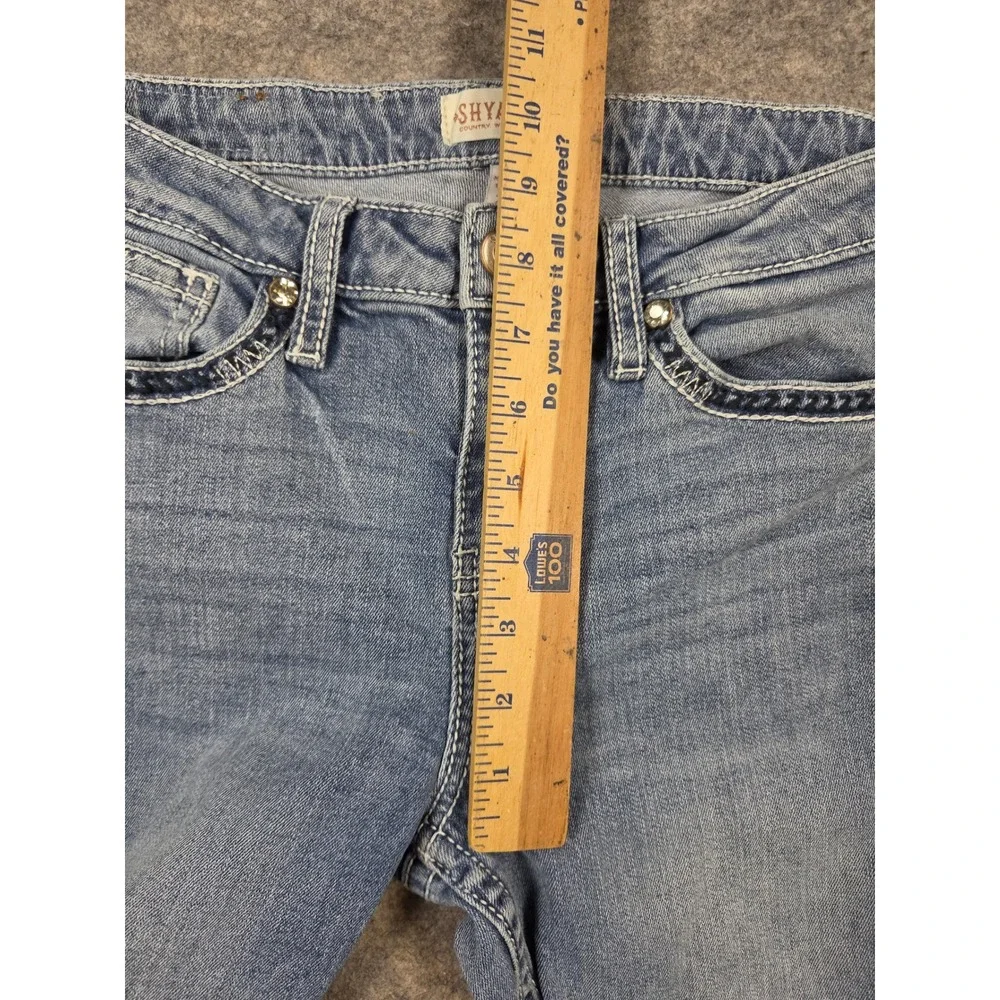 Shyanne Super Bell Bottom Y2K Flare Jeans Womens 28x34 Blue Light Wash Jewels